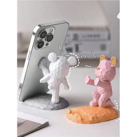 Cute Bear Phone Stand Decoration Compatible With Mobile Phone Tablet Desk Office - Picture 5 of 9